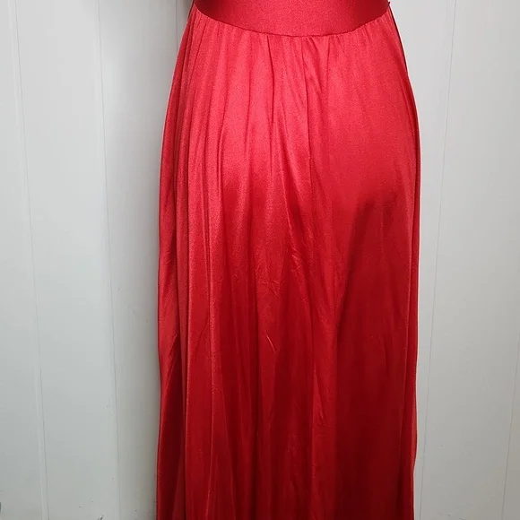 Vintage Miss Elaine red lace cut-out silky Fantasy  babydoll maxi slip dress - Picture 7 of 12